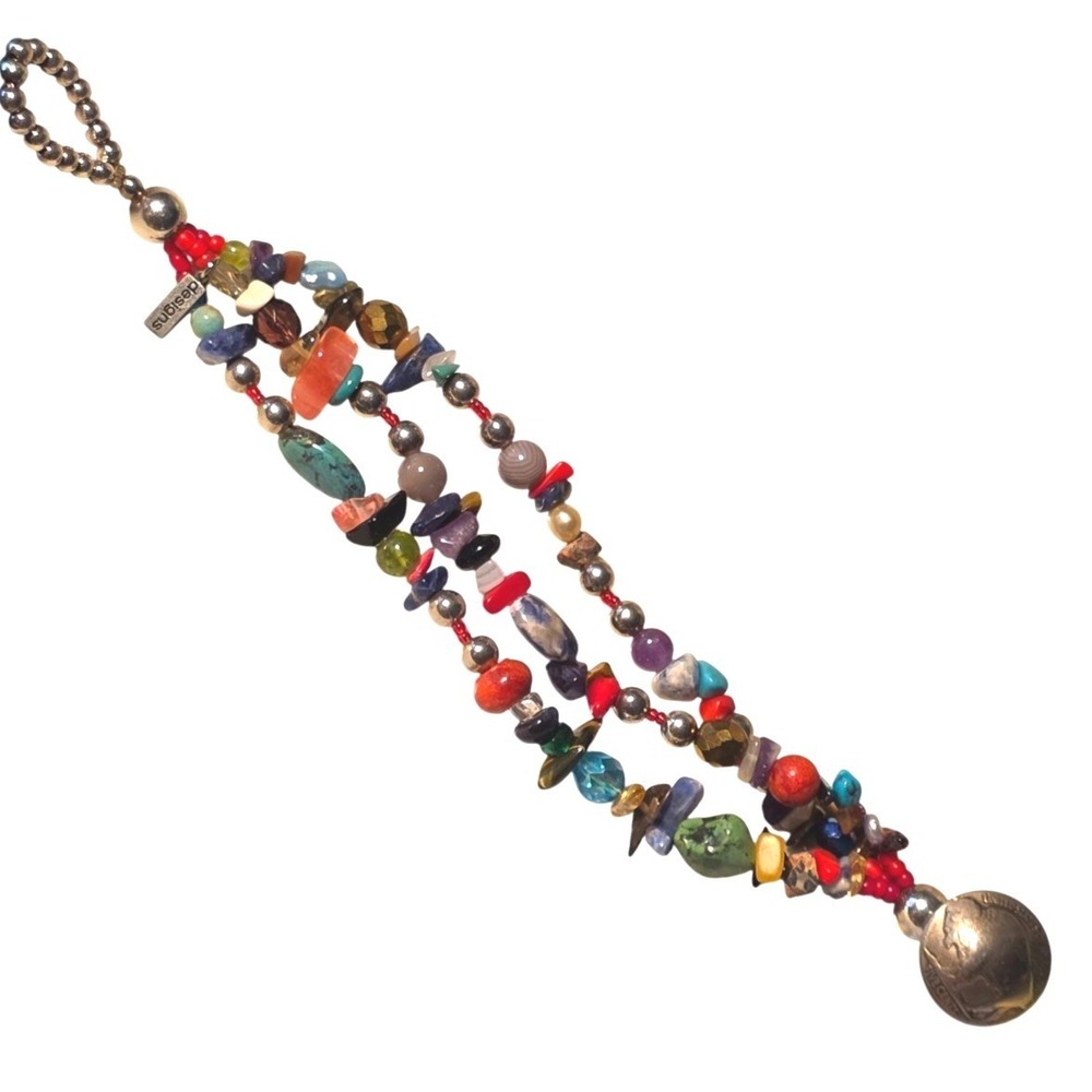 Paige Wallace Handmade Multi-Stone Beaded Bracelet With Buffalo Nickel Clasp